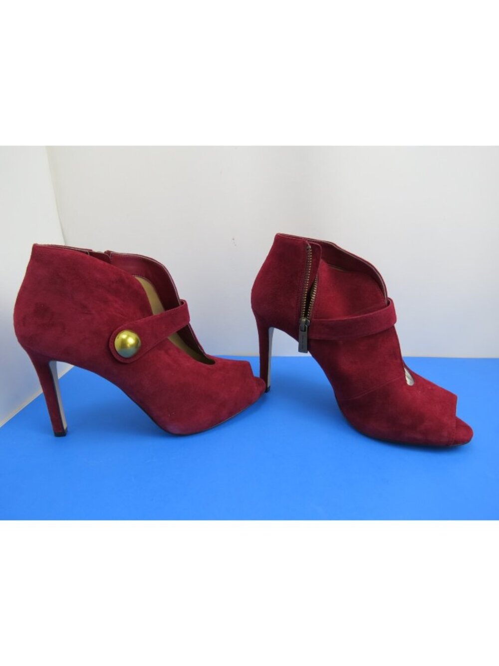 Michael Kors Boots Womens 10 Maroon Open Toe Bootie Suede Agnes